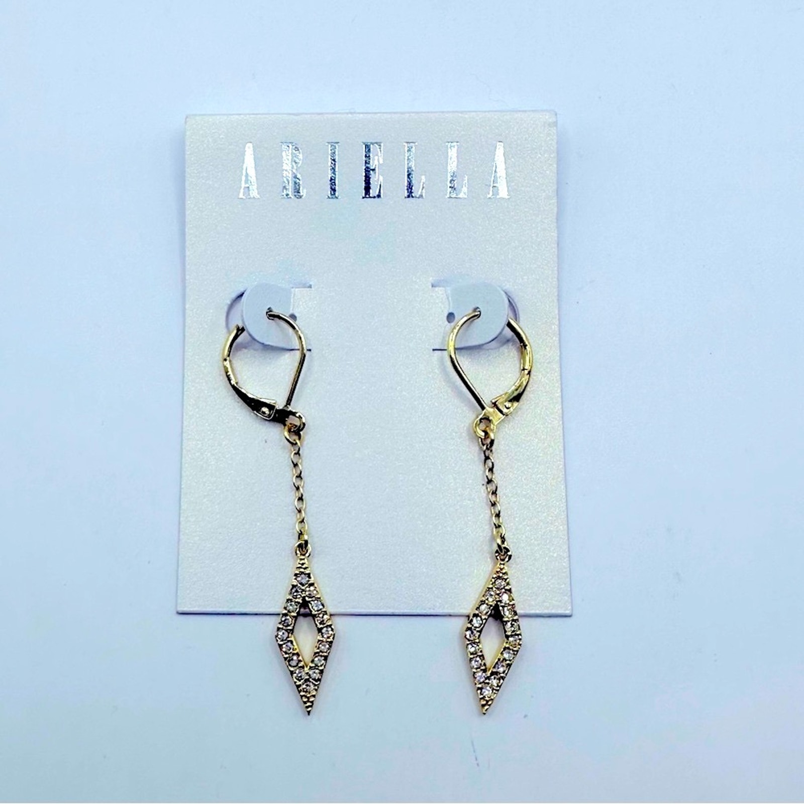Ariella Golden Open Pave Drop Earrings Nwt Dangle Pierced New Gorgeous Modern